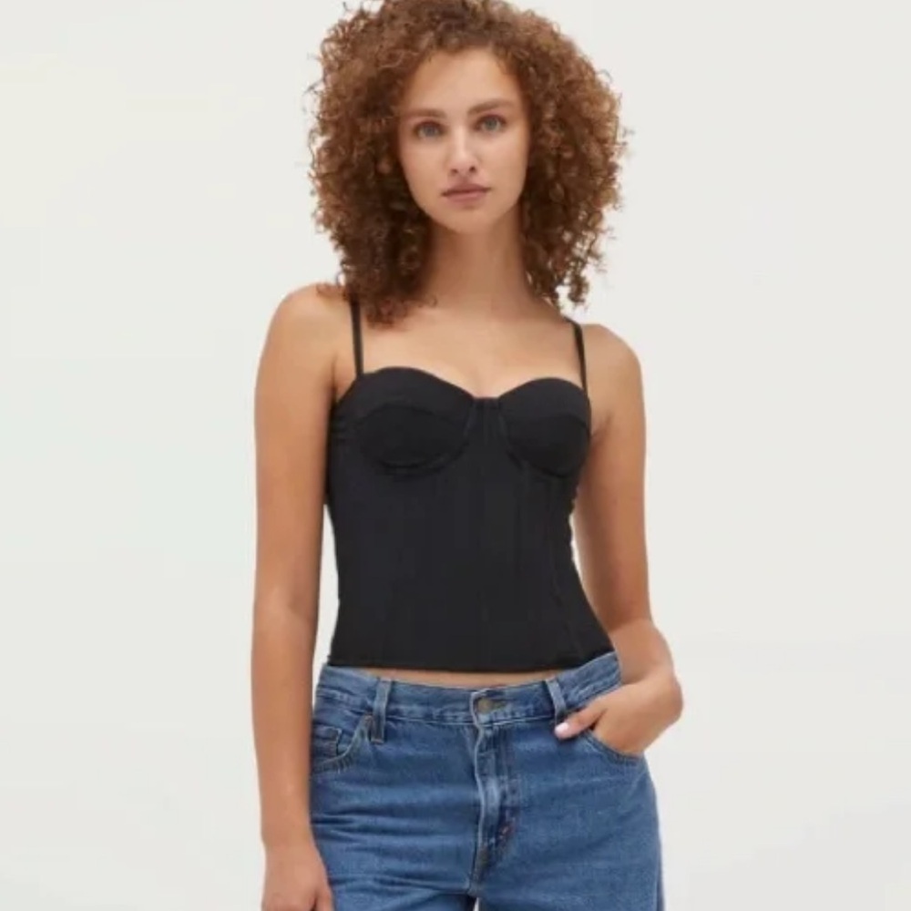 Hill House Black Bustier Tank with Thin Straps